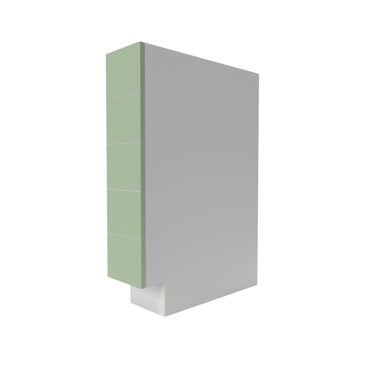 Right Side View of a Flat Green Cabinet