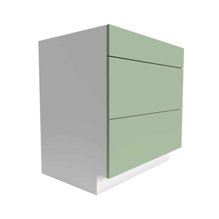 Left Side View of a Green Flat Cabinet