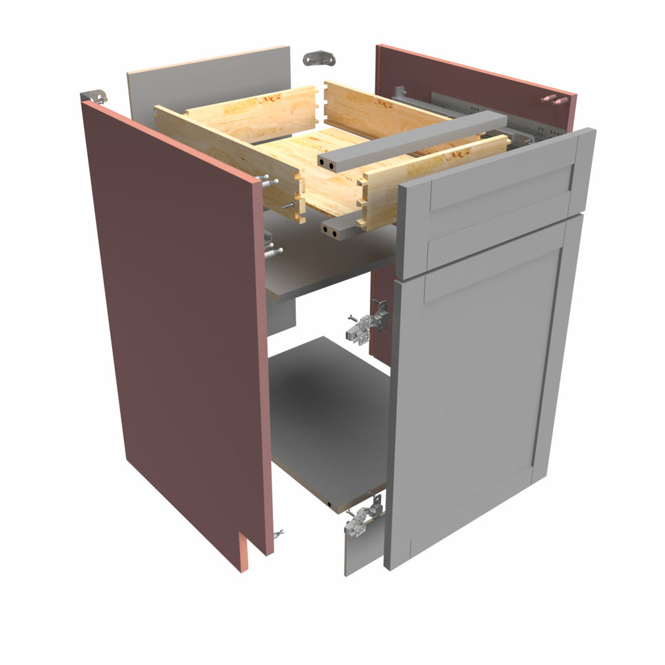 Disassembled side of a cabinet