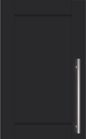 a black door with a silver handle on it