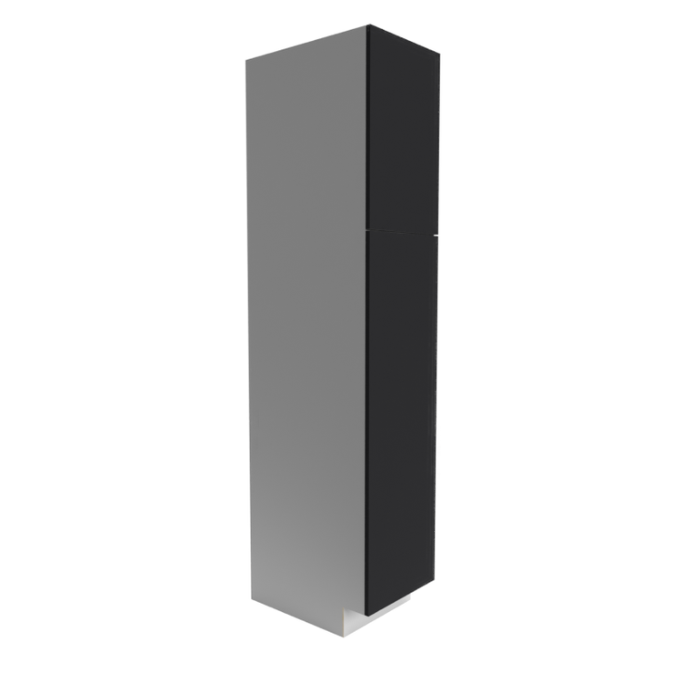 a tall gray and black box on a white background