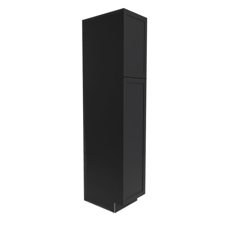 a tall black cabinet on a white background