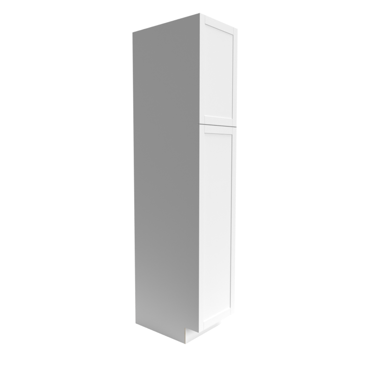 a tall white cabinet with two doors on a white background