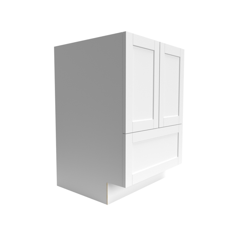 a white cabinet with two doors and two drawers