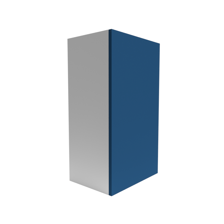 a blue and white box