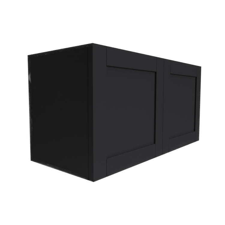 a black cabinet with two doors on a white background
