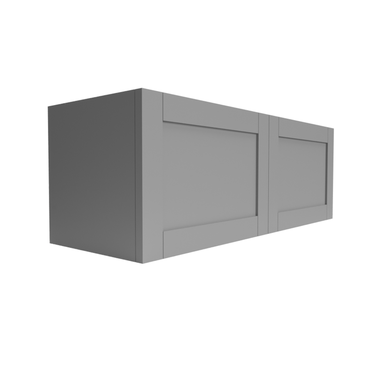 a gray cabinet with two doors on a white background