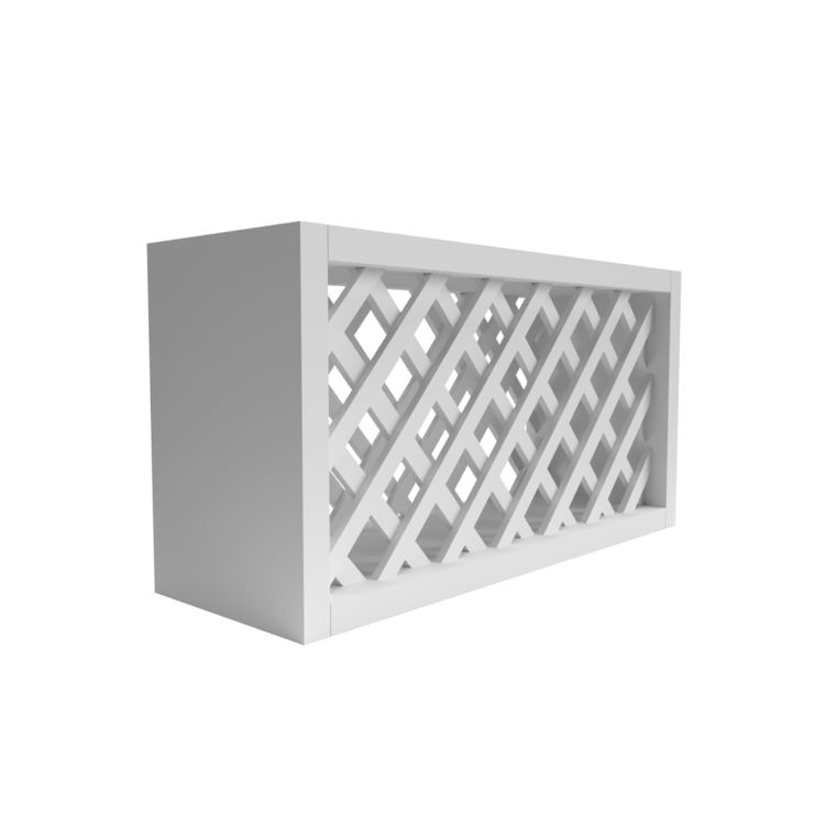 a white box with a lattice design on it