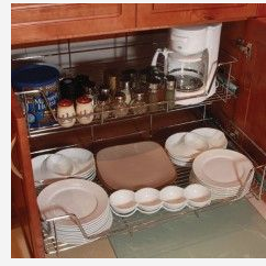 Metal drawer inserts installed in a 2-door Espresso RTA shaker cabinet