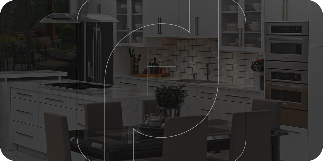 Kitchen featuring white RTA cabinets