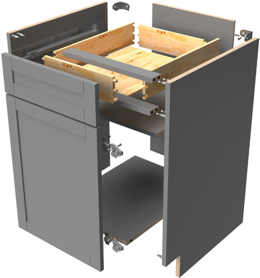 a drawing of a cabinet that is being assembled