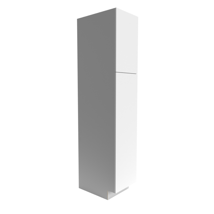 a tall white cabinet with two doors on a white background