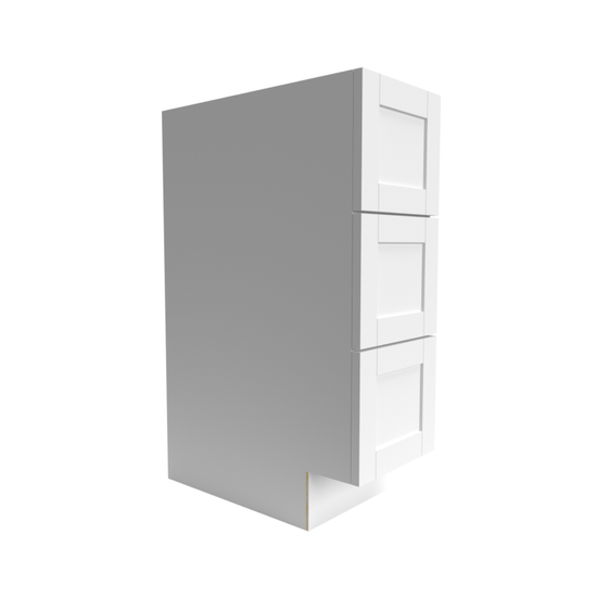 a white cabinet with three drawers on a white background